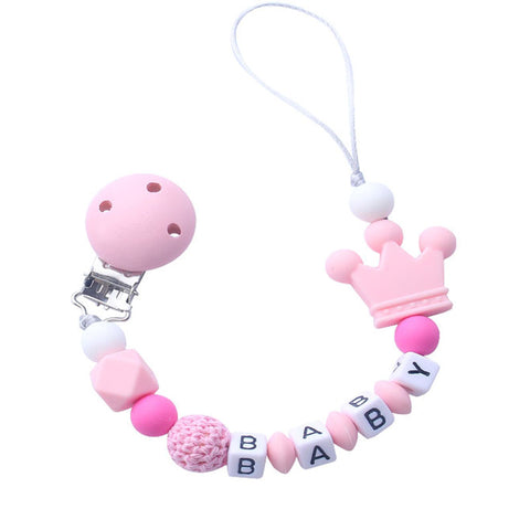 1pcs Pink Silicone Personalised Baby Name Pacifier Clips